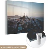 MuchoWow® Glasschilderij - San Francisco - Zee - Architectuur - 60x40 cm - Acrylglas Schilderijen - Foto op Glas