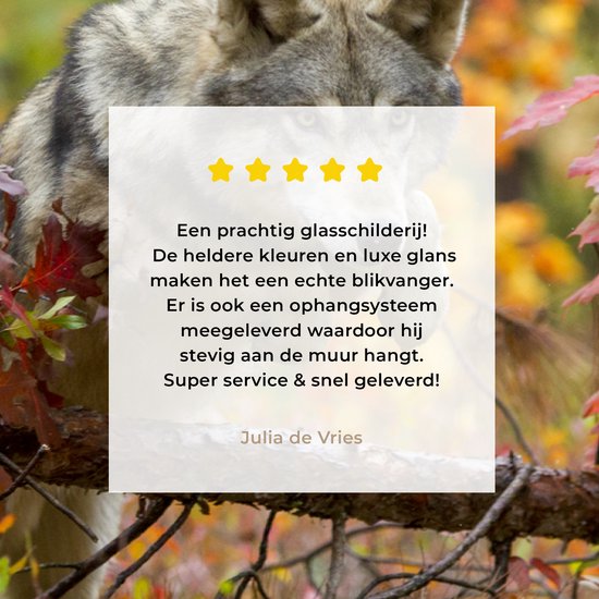 Peinture sur verre - Loup - Branche - Forêt - 120x80 cm - Peintures Plexiglas