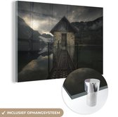 MuchoWow® Peinture sur verre 180x120 cm - Peinture sur verre acrylique - Berg - Pont - Zwart - Photo sur verre - Peintures