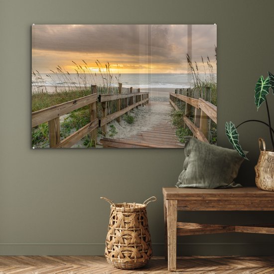 Peinture sur verre - Plage - Mer - Dune - Chemin - 120x80 cm - Peintures Plexiglas