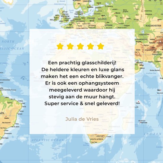 Tableau sur Verre - Carte du Wereldkaart - Géographie - Atlas - 120x80 cm - Peintures sur Verre Peintures - Photo sur Glas