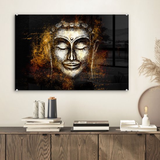Peinture sur Verre - Bouddha - Visage - Or - 60x40 cm - Peintures sur Verre Peintures - Photo sur Glas