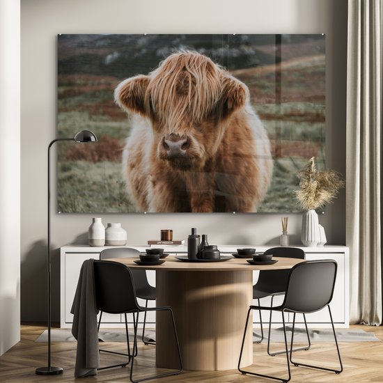 MuchoWow® Peinture sur verre - Vache - Cheveux - Animaux - 180x120 cm - Peintures sur verre acrylique - Photo sur Glas