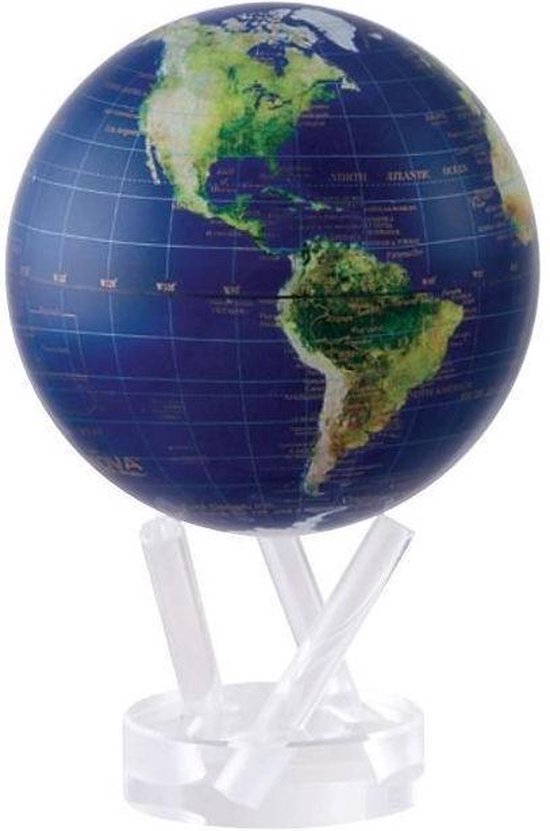 Mova wereldbol op zonne energie Ø 15 cm - Satellietopname met gouden belettering (STW)