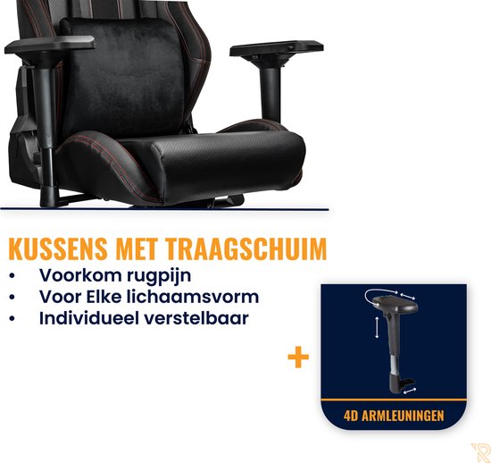 Ranqer Performance Gamestoel - Luxe Ergonomische Bureaustoel - Gaming Stoel voor volwassenen - 4D Armleuningen - Zwart