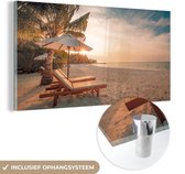 MuchoWow® Glasschilderij 120x60 cm - Schilderij acrylglas - Zonsondergang op Bora Bora - Foto op glas - Schilderijen