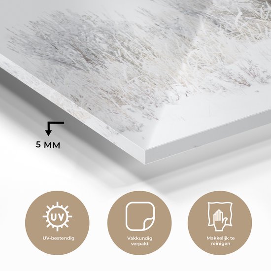 MuchoWow® Peinture sur Verre - Cerf - Hiver - Neige - Animaux - Saisons - Wit - 180x120 cm - Peintures sur Verre Acrylique - Photo sur Glas