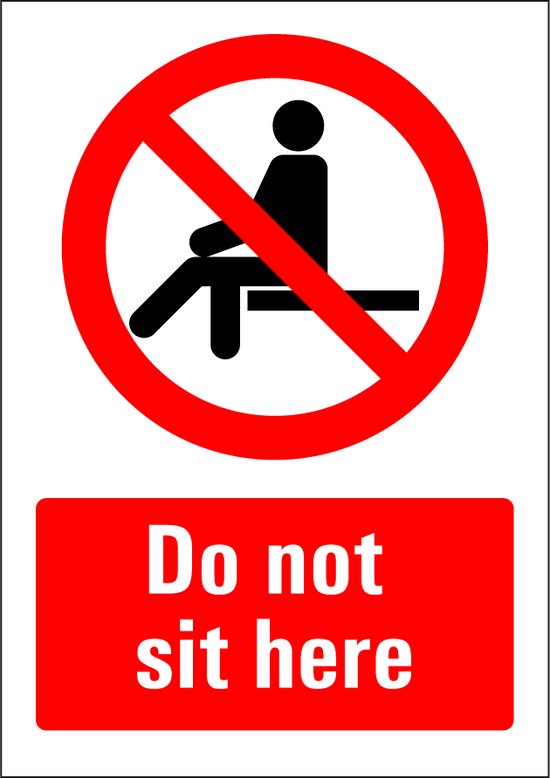 Not Sit Sticker Do not sit here sticker 210 x 297 mm | bol.com