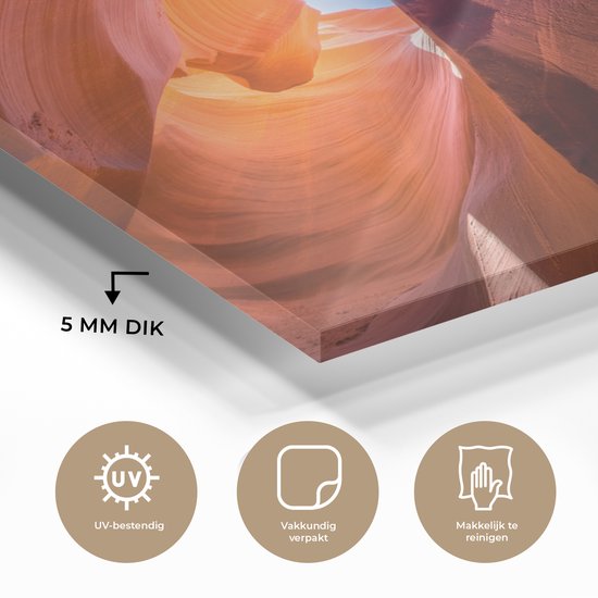 MuchoWow® Peinture sur verre 180x120 cm - Peinture sur verre - Formations rocheuses dans l'Antelope Canyon - Photo sur verre acrylique - Peintures