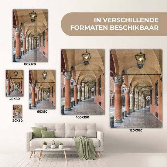 Peinture sur Verre - Une Colonnade à Bologne Italienne - 60x90 cm - Peintures sur Verre Peintures - Photo sur Glas