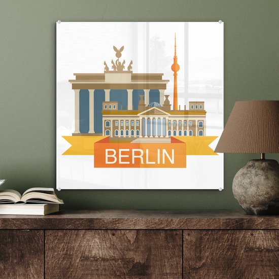MuchoWow® Peinture sur verre 50x50 cm - Peinture sur verre acrylique - Illustration des sites touristiques de Berlin - Photo sur verre - Peintures