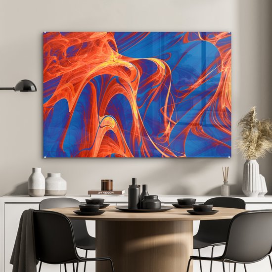 MuchoWow® Peinture sur verre - Art - Vagues - Couleur - Psychédélique - 120x80 cm - Peintures sur verre acrylique - Photo sur Glas