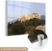 MuchoWow® Glasschilderij 120x80 cm - Schilderij acrylglas - Parthenon op de Akropolis - Foto op glas - Schilderijen