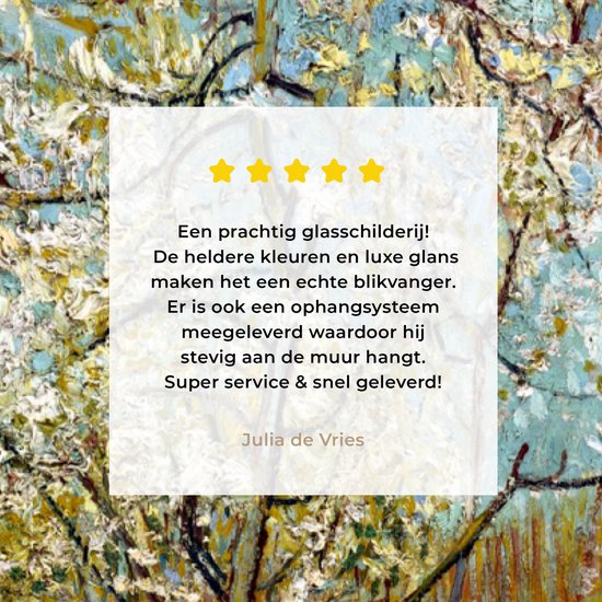 MuchoWow® Peinture sur verre 40x80 cm - Peinture acrylique sur verre - Pêcher en fleurs - Vincent van Gogh - Photo sur verre - Peintures