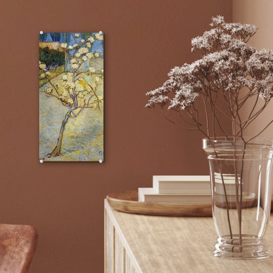 MuchoWow® Peinture sur verre 20x40 cm - Peinture sur verre acrylique - Poirier en fleur - Vincent van Gogh - Photo sur verre - Peintures