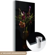 MuchoWow® Glasschilderij 20x40 cm - Schilderij acrylglas - Bloemen - Kleuren - Stilleven - Foto op glas - Schilderijen