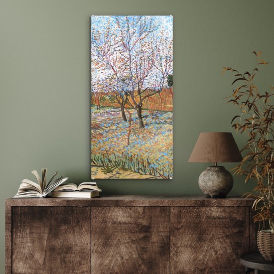 MuchoWow® Peinture sur verre 40x80 cm - Peinture acrylique sur verre - Pêcher en fleurs - Vincent van Gogh - Photo sur verre - Peintures