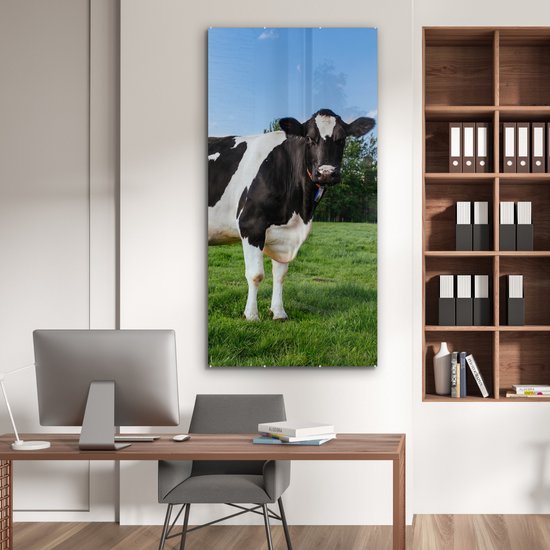 MuchoWow® Peinture sur verre 80x160 cm - Peinture sur verre acrylique - Vache - Zwart - Wit - Nederland - Photo sur verre - Peintures