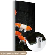 Peinture sur verre - Carpes Koi dans un étang noir peu profond - 20x40 cm - Peintures Plexiglas