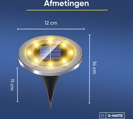 Q-Mate 4 x LED Solar Grondspot Zilver - Solar Tuinverlichting - Buitenlamp - Tuinverlichting op Zonne-Energie