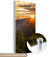 MuchoWow® Glasschilderij 20x40 cm - Schilderij acrylglas - Alpen - Berg - Zon - Foto op glas - Schilderijen