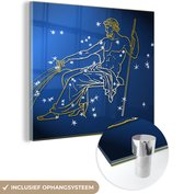 MuchoWow® Glasschilderij 90x90 cm - Schilderij acrylglas - Sterrenbeeld - Waterman - Sterren - Foto op glas - Schilderijen