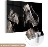 MuchoWow® Peinture sur verre 120x80 cm - Peinture sur verre acrylique - Éléphant - Zwart - Animaux - Nature - Photo sur verre - Peintures