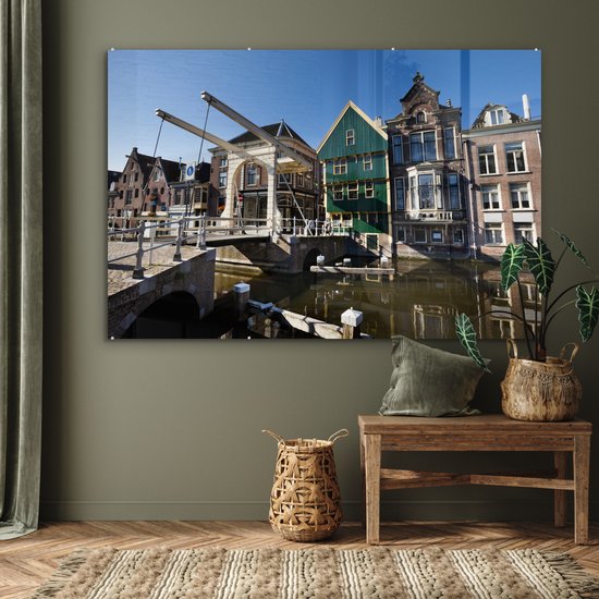 Peinture sur Verre - Alkmaar - Pont - Maisons - 180x120 cm - Peintures sur Verre Peintures - Photo sur Glas