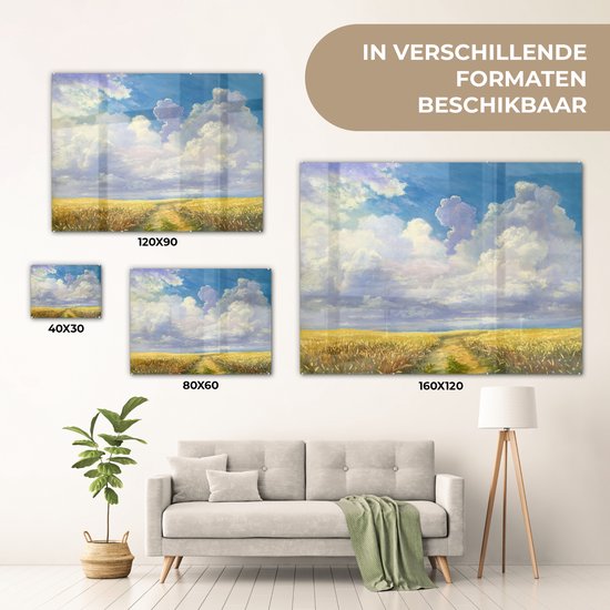 MuchoWow® Peinture sur verre 80x60 cm - Peinture sur verre acrylique - Été - Grain - Aquarelle - Photo sur verre - Peintures