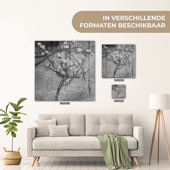 MuchoWow® Peinture sur verre 90x90 cm - Peinture sur verre - Poirier en fleur - Vincent van Gogh - Photo sur verre acrylique - Peintures