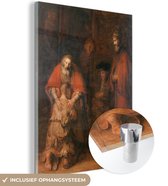 MuchoWow® Glasschilderij 90x120 cm - Schilderij acrylglas - Terugkeer van de verloren zoon - Rembrandt van Rijn - Foto op glas - Schilderijen