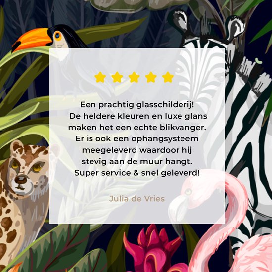 MuchoWow® Peinture sur Verre - Animaux de la Jungle - Nature - Garçons - Filles - Flamingo - Zebra - 120x80 cm - Peintures sur Verre Acrylique - Photo sur Glas