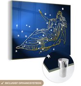 MuchoWow® Glasschilderij 80x60 cm - Schilderij acrylglas - Sterrenbeeld - Sterren - Maagd - Foto op glas - Schilderijen