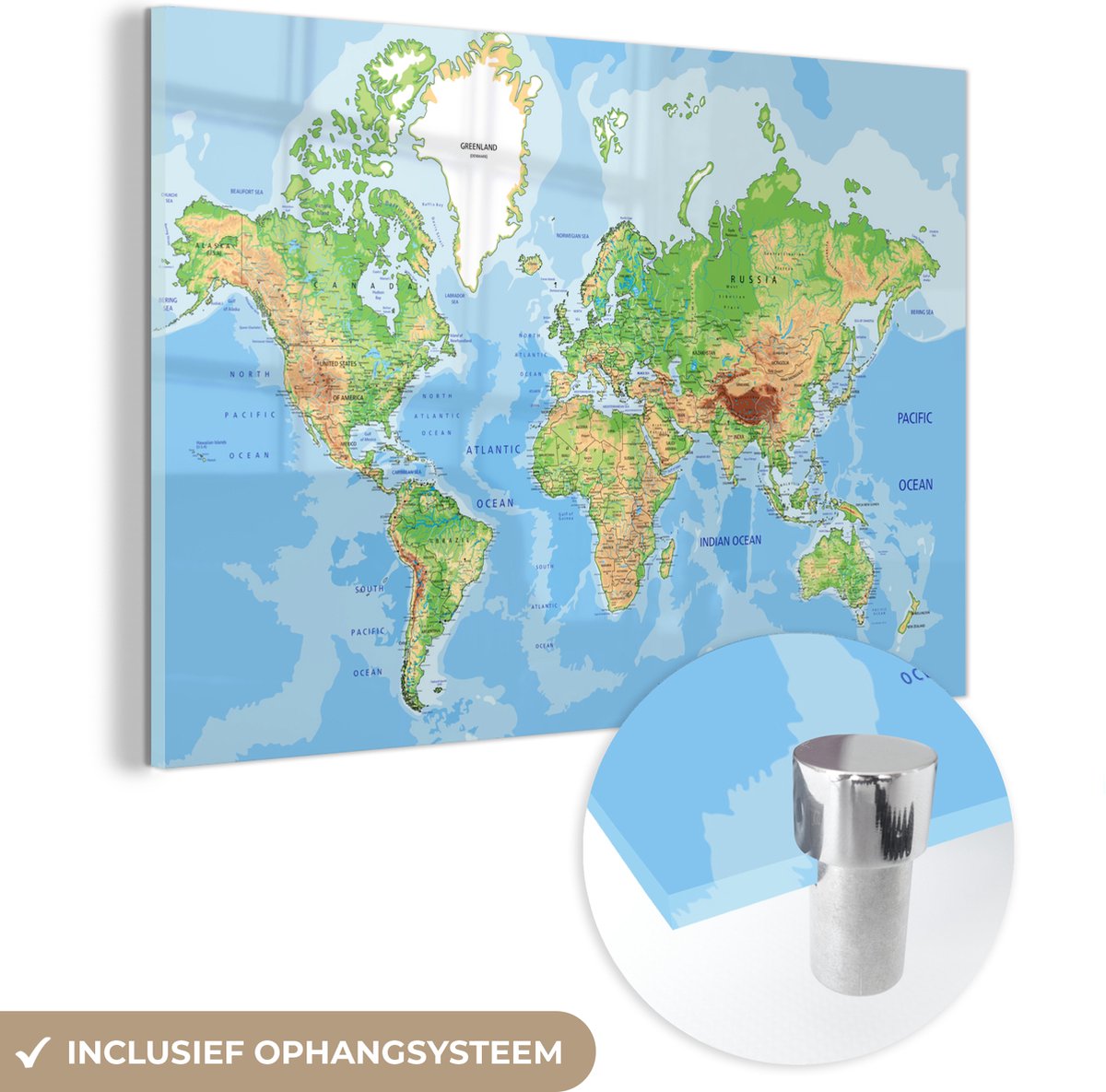 Images sur toile sur cadre 120 x 80 cm mappemonde art pret a accrocher