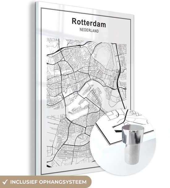 PURE LIVING Schilderij glas Rotterdam Skyline Nacht I 80x30 cm kopen PURE LIVING Schilderij glas Rotterdam Skyline Nacht I 80x30 cm kopen
