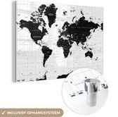 Wereldkaart en plexiglas Zwart Wit - moderne - petit 40x30 cm
