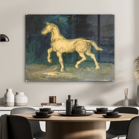 ® Glasschilderij 80x60 cm - Schilderij acrylglas - Paard - Vincent van Gogh - Foto op glas - Muurdecoratie woonkamer - Wanddecoratie slaapkamer - Schilderijen