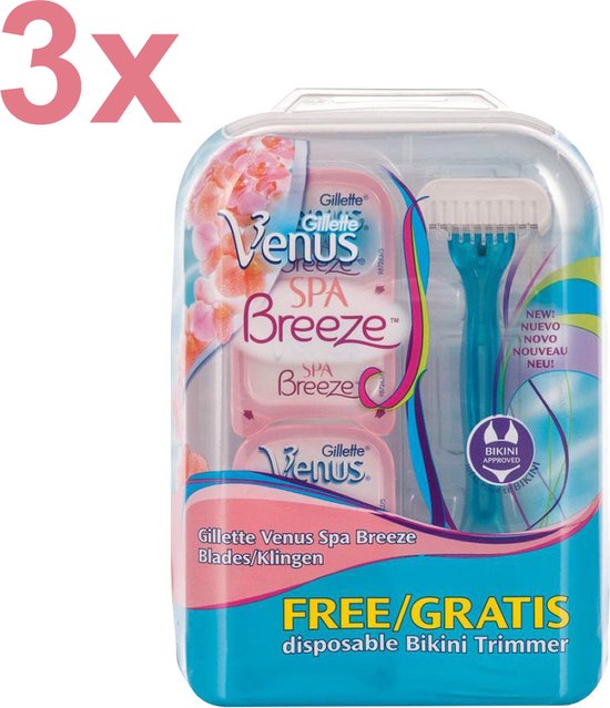 3x Gillette Venus Breeze Spa Bikini Trimmer + 4 Scheermesjes