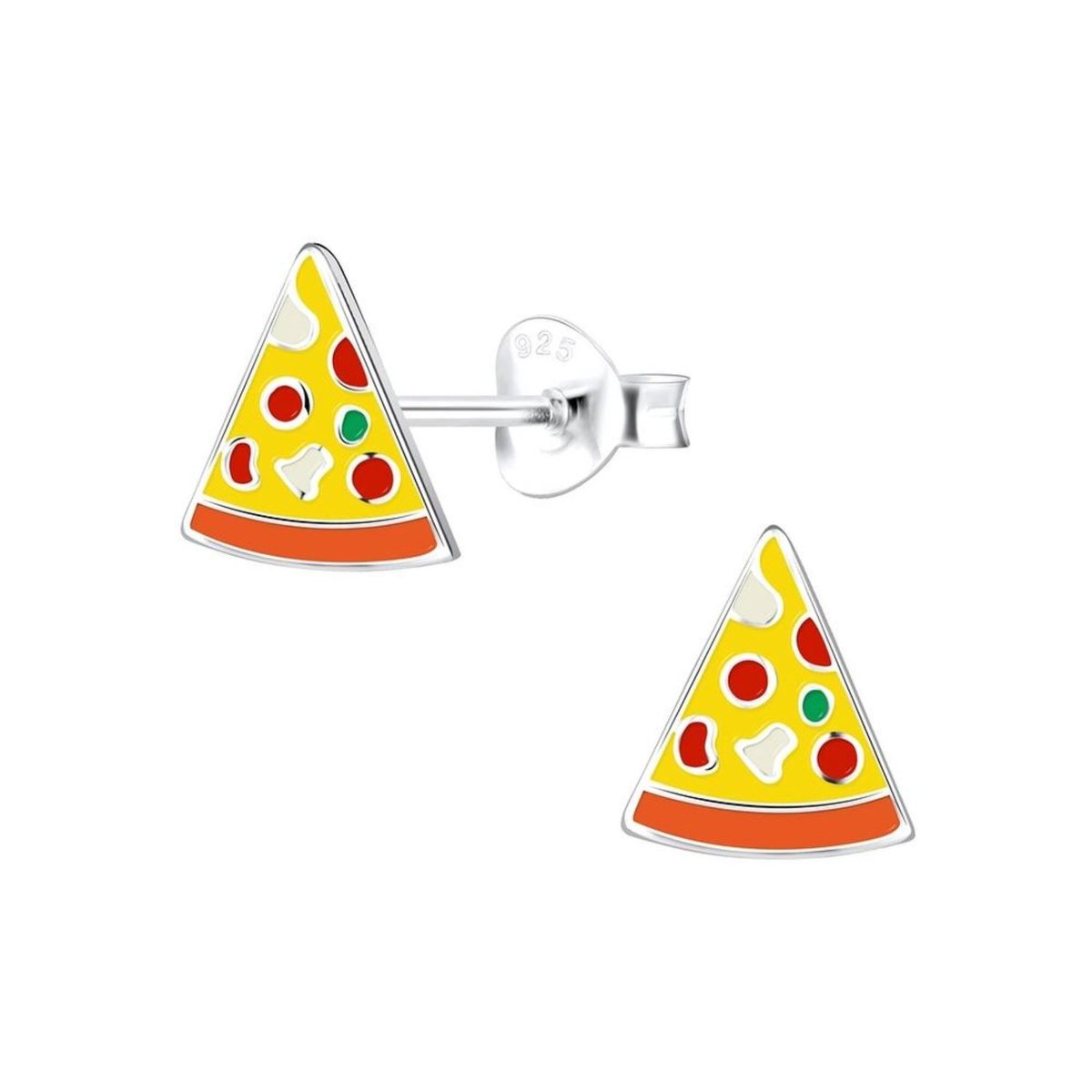 Zilveren pizza oorstekers | oorbellen Meisje Zilver | Pizza oorknopjes | Zilverana | Sterling 925 Silver