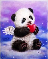 Diamond Painting Pandabeer met hart 30x40cm. (Volledige bedekking - Ronde steentjes) diamondpainting inclusief tools