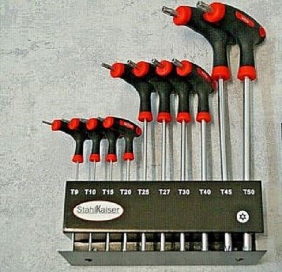 Stahlkaiser 10-dlg. T-Grip sleutel Torx, T9-T50 met rekje