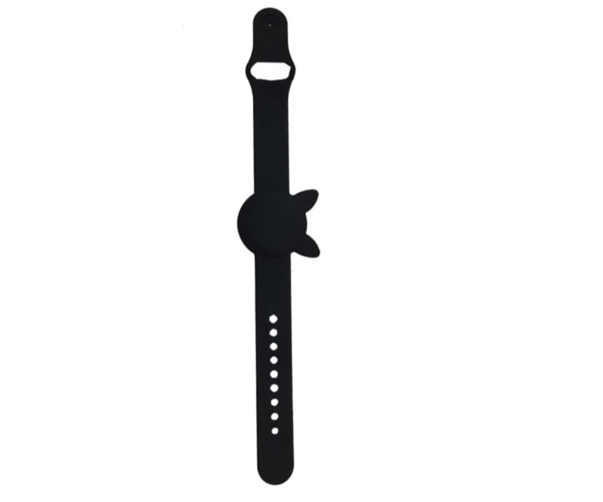Premium Siliconen Armband met Oortjes geschikt voor Apple AirTag voor Kinderen Zwart | AirTag-sleutelhanger Hoesje Kind | Polsband GPS Horloge Kind | Tracker Houder Armband | Trackers Band | Peuter | AirTag Polsband |