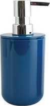 MSV Zeeppompje/dispenser Porto - PS kunststof - marine blauw/zilver - 7 x 16 cm - 260 ml