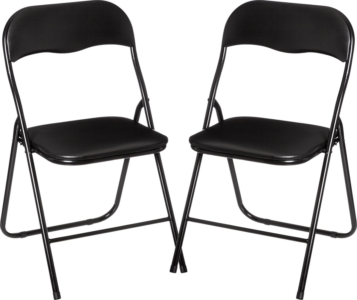 5Five® 5Five Klapstoel met pvc zitting - 6x stuks - zwart - 44 x 48 x 79 cm - metaal - Bijzet stoelen - Inklapbaar