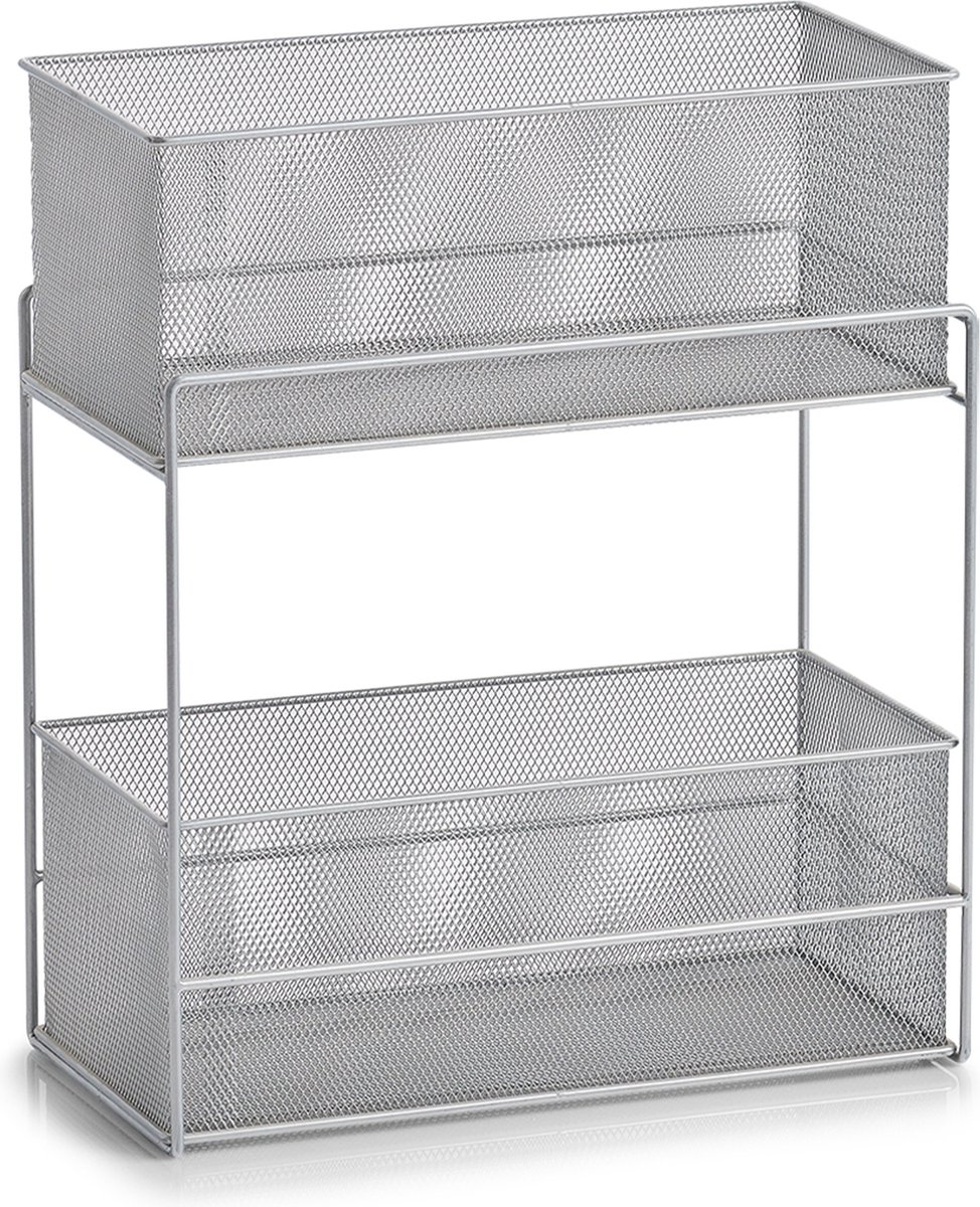 Zeller keuken/keukenkast organizer uitschuifbaar - zilver - 18 x 35 x 42 cm - metaal