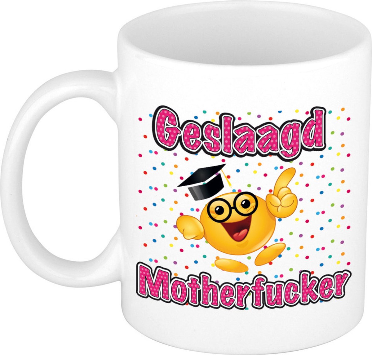 Bellatio Decorations Geslaagd cadeau mok - Geslaagd Motherfucker - keramiek - Ca. 300 ml