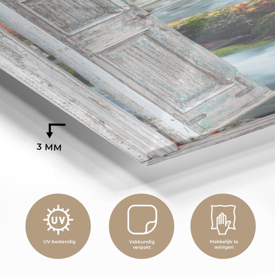 MuchoWow® Peinture sur verre 20x30 cm - Peinture sur verre acrylique - Cascade - Vue à travers - Paysage - Photo sur verre - Décoration murale salon - Décoration murale chambre - Peintures