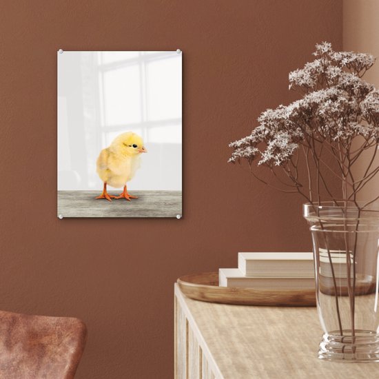 MuchoWow® Peinture sur verre 30x40 cm - Peinture sur verre acrylique - Poussin - Animaux - Garçons - Filles - Enfants - Photo sur verre - Peintures