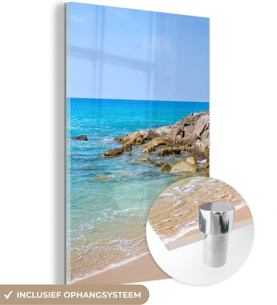 MuchoWow® Glasschilderij 20x30 cm - Schilderij acrylglas - Strand - Zee - Tropisch - Zomer - Foto op glas - Schilderijen