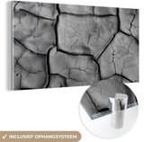 Glasschilderij - Zwart - Wit - Klei - Steen - 40x20 cm - Schilderij glas - Kamerdecoratie